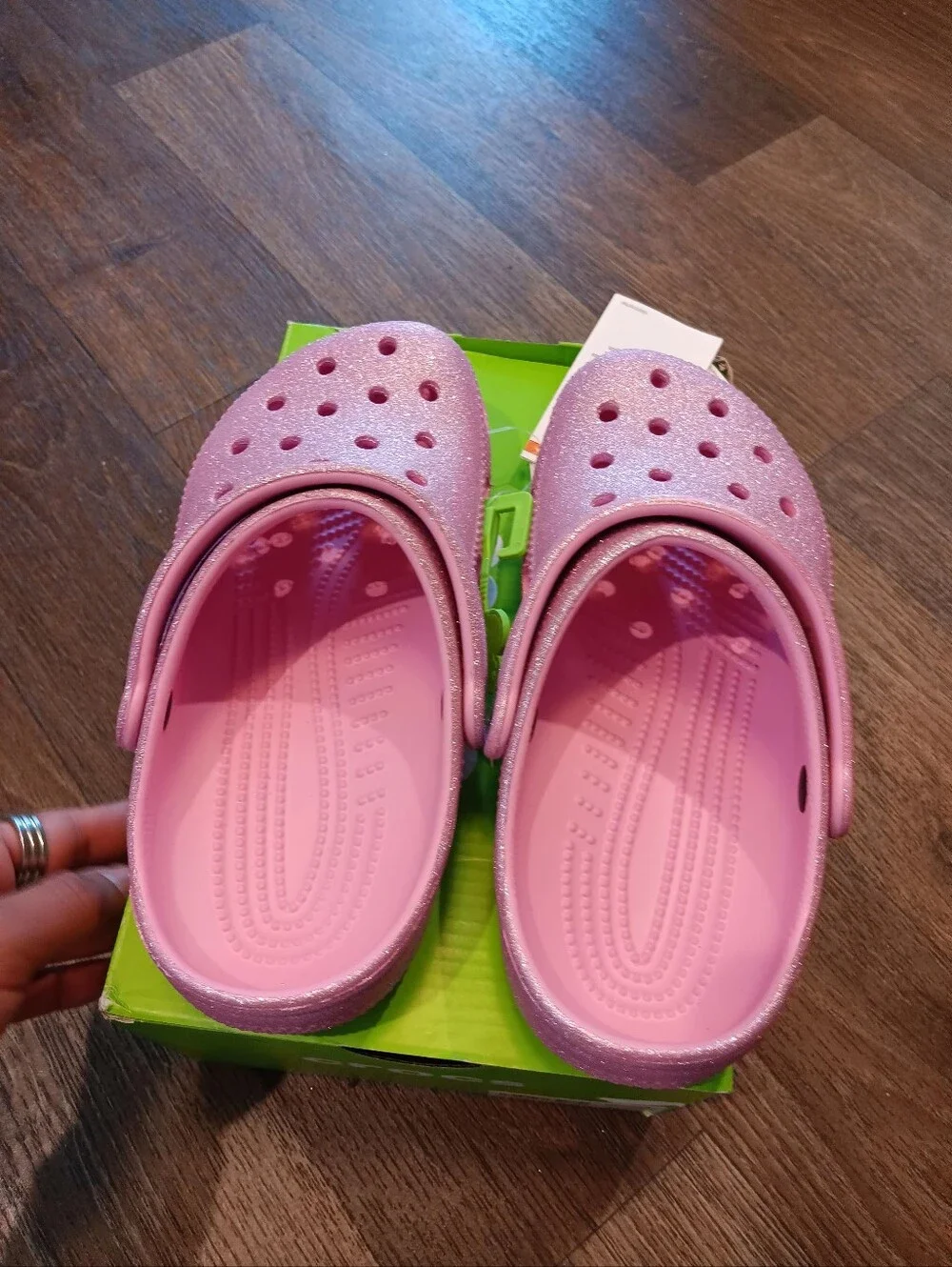 Crocs Kids Classic Glitter Clog — Pink Sz J3 New